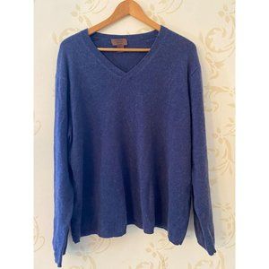 Vertical Design Cashmere Blue Sweater Ladies XL